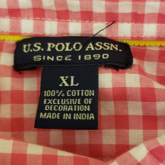 US Polo Assn long Sleeve pink/ white checked Shirt - Picture 3 of 5